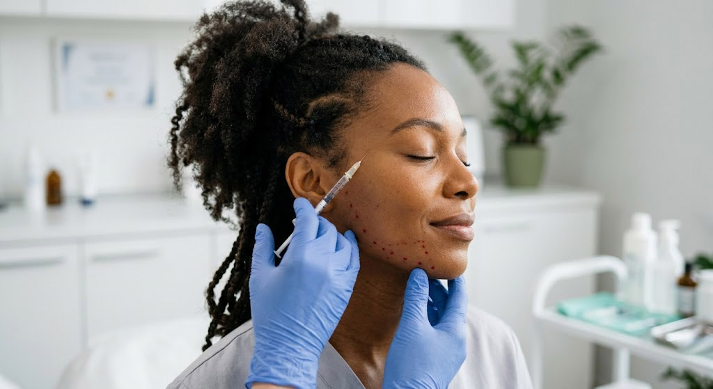 Physician administering a specialist facial injection treatment